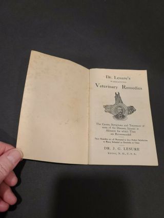Antique Dr.  Lesure ' s Veterinary Remedies Phamphlet Booklet Horse ' s Cows Animals 3