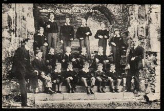 1905 St Davids Cathedral Choristors Postcard Pembrokeshire Wales All Named