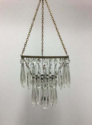 Vintage Two Tiered Glass Crystal Waterfall Chandelier Ceiling Shade