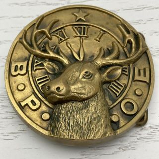 Vintage 1978 Bpoe Order Of Elks Solid Brass Baron Belt Buckle