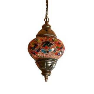 Single Chandelier Handmade Mosaic Hanging Lamp Light Ceiling Stained Glass