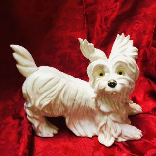 Vintage Ceramic White Terrier Dog Figurine Westie Skye West Highland 11 Inch