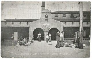 Albuquerque Mexico Indian Building & Alvarado Hotel Santa Fe Depot C.  1908