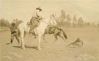 Bowman Cowboy Rodeo Pendleton Oregon 1911 Rppc Photo Postcard 20 - 14284