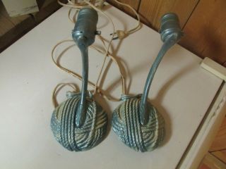 Vintage Cast Metal Painted Wall Sconces Lights Ball Of Yarn Collectable
