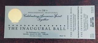 2001 President George W.  Bush Inauguration Inaugural Ball Ticket & Invite