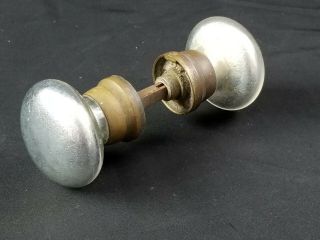 Antique Set Of American Mercury Glass Doorknobs W/ Brass Shanks 1800 