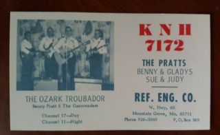 Pre - 1980 Radio Card Cb Ham Or Qsl Ozark Mtn Grove Mo Benny Pratt & Gasconaders