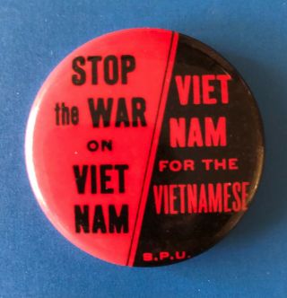 Stop The War On Vietnam S.  P.  U.  Anti War Peace Protest Cause Button Pinback Pin