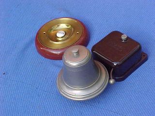 Vintage English Gec Magnet Bakelite Doorbell & Brass Doorbell Press Button