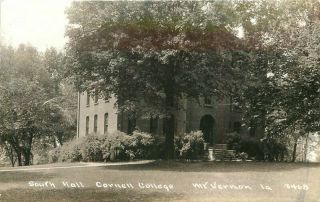 Cornell College South Hall 1930s Mount Vernon Iowa Rppc Photo Postcard 20 - 337