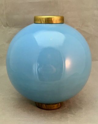 Antique Lightning Rod Globe Pale Blue Glass With Metal Grommets