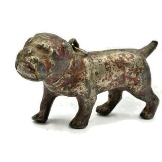 Vintage Solid Metal Lead Miniature Bulldog Dog With Loop