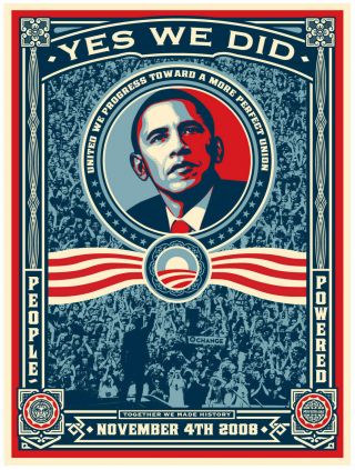 Shepard Fairey Barrack Obama Yes We Did Matte Stock 24x36 Election Poster