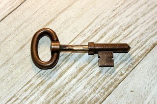 Vtg Antique Brass Bronze Folding Bow Adjustable Pocket Door Lock Extendable Key