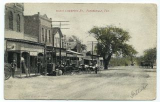 Floresville Texas To Taylor Tx 1908 Postcard Street Scene W Horses Wagons Signs