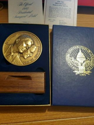 Official 1985 Second Inaugural Presidential Medal Bronze Ronald Reagan Box &