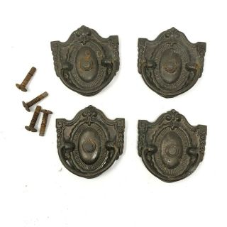 Vintage Drawer Pulls Ornate Stamped Handles Ring Pull Salvage Center Screw