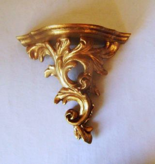 Italian Gilt Rococo Wall Bracket For Carriage Clock Or Vase : Gold Leaf On Wood
