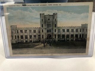 W.  E.  Burgess Post Card Of Hatcher Hall Fork Union Academy 1929 Fork Union Va