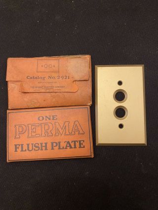 Old Stock Antique Vintage Double Push Button Brass Light Switch Cover Plate