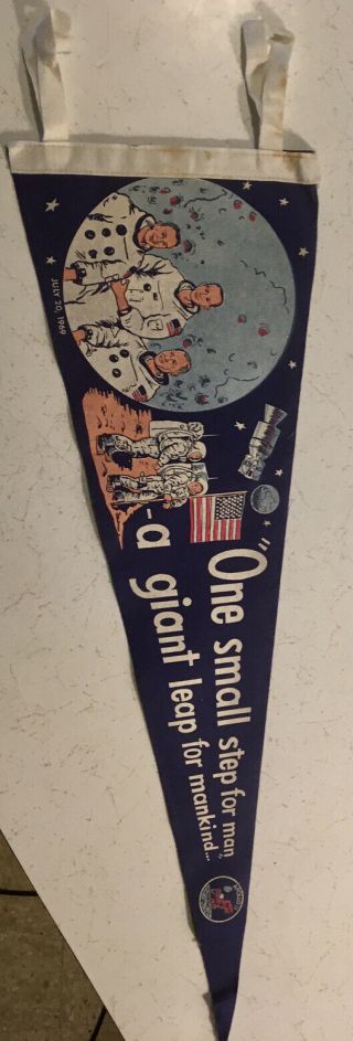 Vintage 1969 Apollo 11 Moon Landing “one Small Step For Man " Pennant