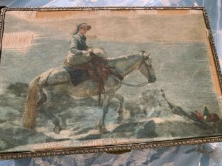 Vintage Jewelry Trinket Box Lady & Equestrian Horse Cliff Scene Silk Screen