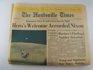 Nasa Apollo 11 Moon Landing Newspaper,  Aug 3,  1969 Huntsville Times Alabama Al