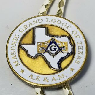 Vtg Harry G Cunningham Masonic Grand Lodge Of Texas Bolo Tie 1998