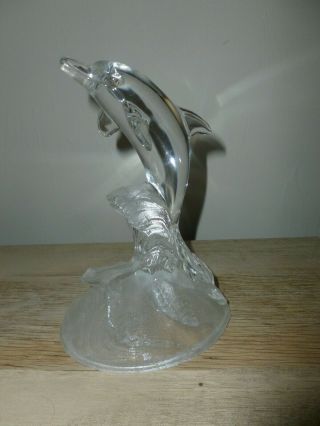 Lead Crystal Dolphin In Waves Clear Glass Figurine 6.  5 " Cristal D 