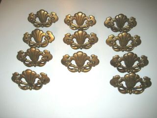 11 Vintage Brass Cabinet Drawer Pulls Handles Chippendale Style Batwing 4.  5 " X2.  5