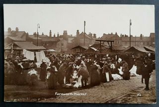 R.  P.  Postcard Women With Prams - Very Busy Farnworth Outdoor Market Lancashire