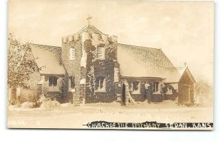 Kansas - Sedan - Real Photo - Church Of The Epiphany - Episcopal - Snow - Antique Postcard