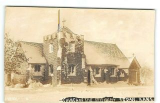 Kansas - Sedan - Real Photo - Church of The Epiphany - Episcopal - Snow - Antique Postcard 3