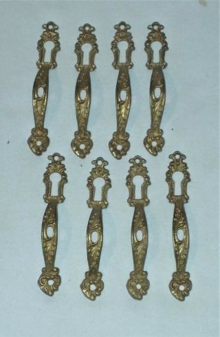 8 Vintage Victorian Ornate Solid Brass China Cabinet Door Pull With Keyhole