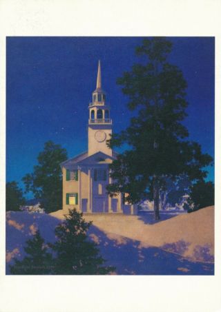 Church At Norwich Vermont 1950 Signed Art Postcard By Maxfield Parrish 1994 Ed