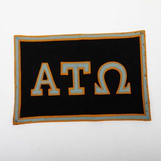 Antique Alpha Tau Omega Greek Fraternity Felt Banner Hand Made 11 " X17 " Flag