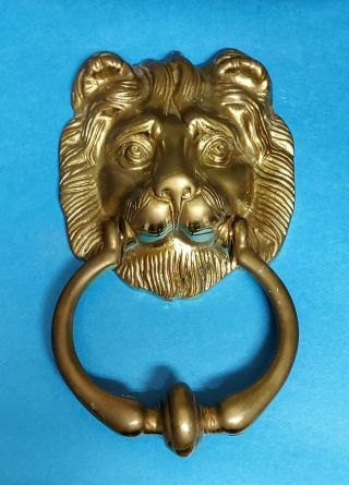 Vintage Heavy Solid Brass Lions Head Door Knocker,  Portugal.  Very
