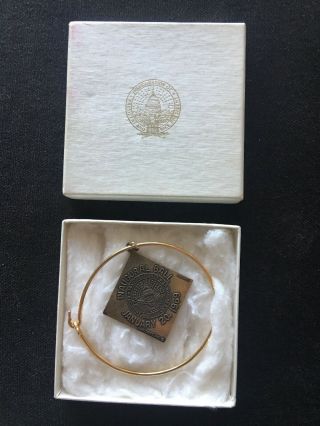 Vintage 1969 Nixon Inagural Gold Filled Ball Gift Bracelet & Medallion W Box