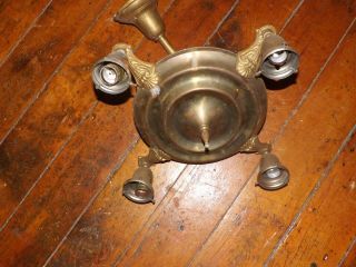 Antique Vintage 4 Arm Brass Pan Light Fixture Chandelier
