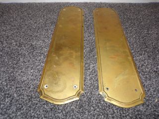 A Vintage Solid Brass Finger Plate Push Door Handle Antique Beading Old