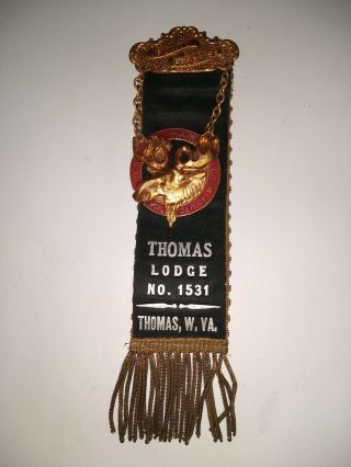 Vintage Society Fraternal Ribbon Badge Pin Loyal Order Of Moose