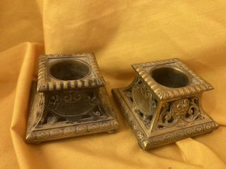 Pair Vintage Brass CANDLEHOLDERS Gothic Medieval Fire Breathing Gargoyle FS 2
