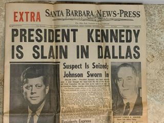 JFK John F Kennedy assassination newspaper Santa Barbara News Press 2