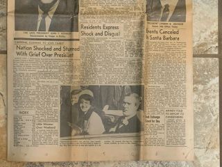 JFK John F Kennedy assassination newspaper Santa Barbara News Press 3