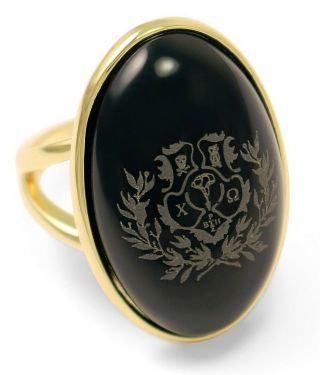 Chi Omega Sorority Duchess Ring - 14k Gold Plated & Black Onyx - 2