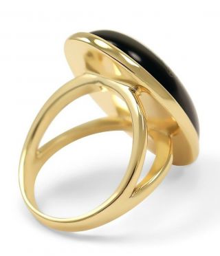 Chi Omega Sorority Duchess Ring - 14k Gold Plated & Black Onyx - 3