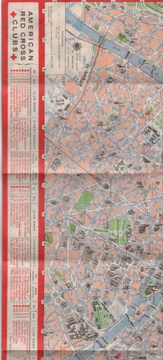 1940s American Red Cross Map of Paris France 2