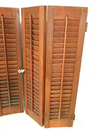 PAIR (4 Panels) Vintage INTERIOR WOOD SHUTTERS Louvered 27 - 1/4 