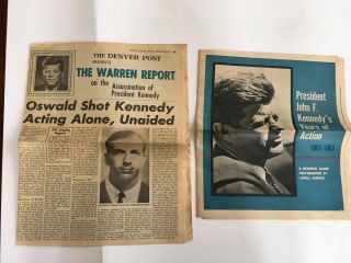 Vintage John F.  Kennedy Assassination Memorabilia - Empire & Denver Post